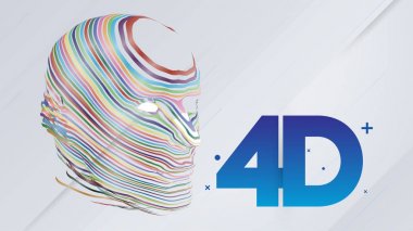 4d Etiketli Yapay Zeka, Bulut Bilişim, Makine Öğrenimi ve Ağlar Tasarım Konsepti - Vektör İllüstrasyon