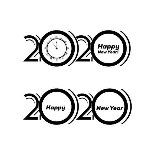 Design Noir 2020 Avec Happy New Year Text Event Vector — Image vectorielle