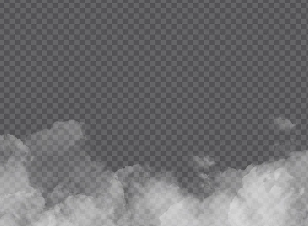 Sis veya duman izole şeffaf özel efekt. Beyaz vektör bulutları, sis veya sis arka plan. Vektör çizimi — Stok Vektör