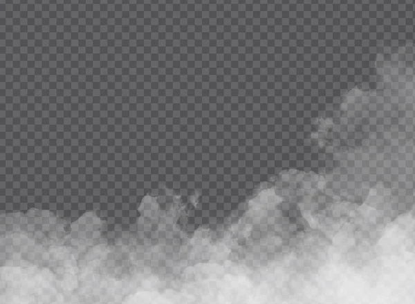 Fog or smoke isolated transparent special effect. White vector clouds, fog or smog background. Vector illustration — Stock Vector