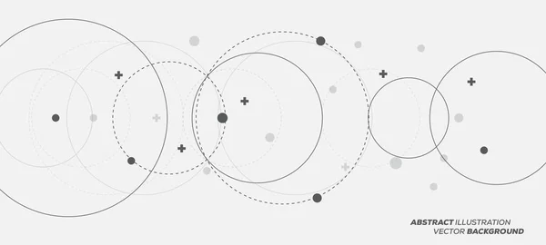 带有重叠圆点 圆点和虚线圆点的抽象矢量图解 科学和联系概念 宽分子结构背景 — 图库矢量图片