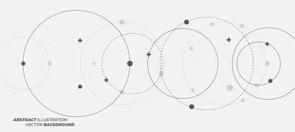 Abstracte Vectorillustratie Met Overlappende Cirkels Stippen Gestreepte Cirkels Wetenschap Verbindings — Stockvector