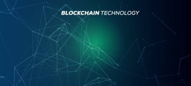 Engelleme teknolojisi soyut arka plan. Kripto para birimi fintech engelleme ağı ve programlama konsepti. Ağ ve kod illüstrasyonu.