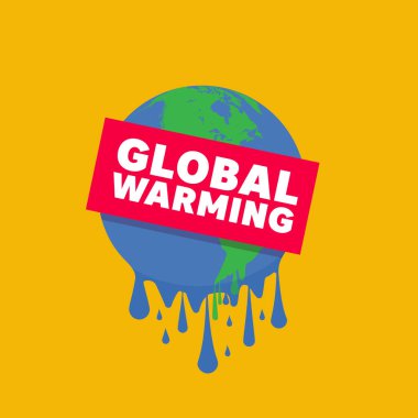 Eriyen bir toprağın grafiksel çizimi. Küresel ısınma kavramı.