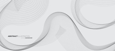 Dinamik doğrusal dalga çizgileri olan soyut geometrik arkaplan. Siyah ve beyaz vektör tasarımı çizimi.