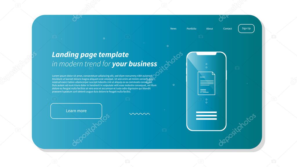 Minimal Abstract Website Layout Template - Mobile Design with Abstract Shapes. - Vector Illustration