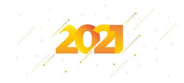 2021 Mutlu Yıllar Tasarım Şablonu Typography Poster, Bayrak veya Mutlu Yıllar için Tebrik Kartı. Vektör İllüstrasyonu