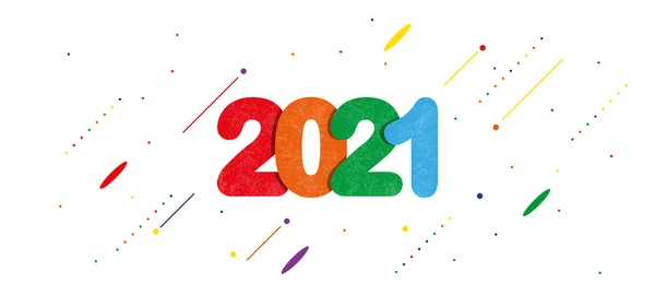2021年新年快乐设计模板庆祝字体海报 横幅或贺年卡 病媒图解 — 图库矢量图片
