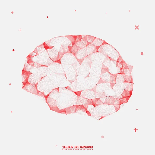 Ilustración Abstracta Del Fondo Del Vector Polivinílico Bajo Del Cerebro — Vector de stock