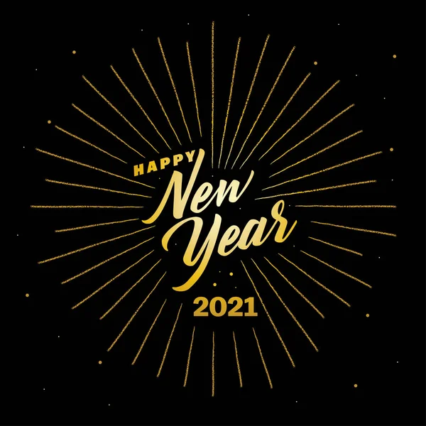 Gold 2021 Happy New Year Design Template Celebration Typography Cartaz —  Vetores de Stock