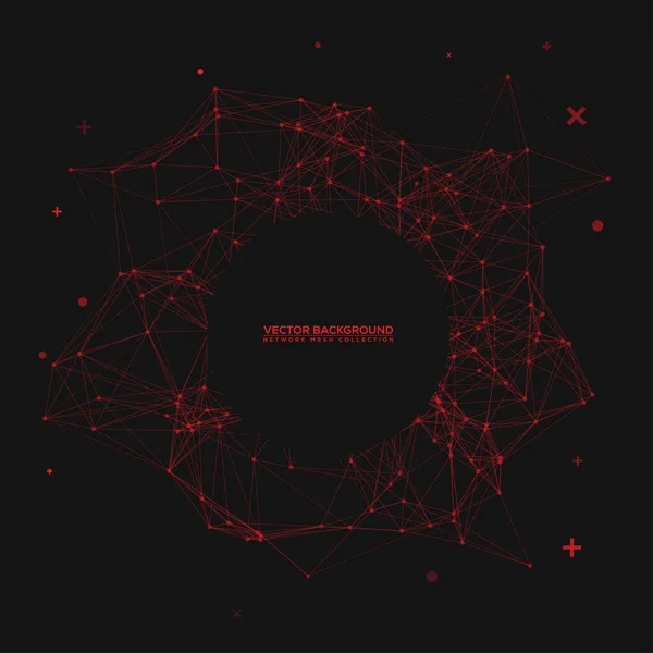 Abstract Polygonal Dark Background Red Connecting Dots Lines Futuristic Vector — стоковий вектор