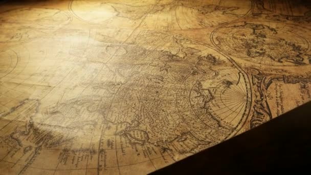 Primo Piano Una Vecchia Mappa Epoca — Video Stock