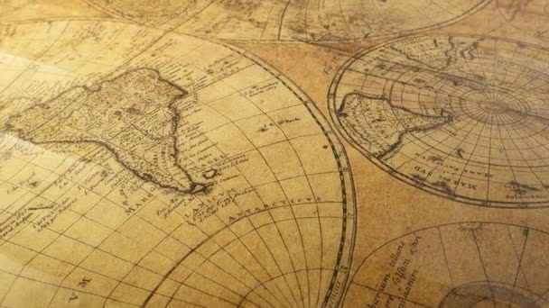 Крупним Планом Старовинна Карта — стокове відео