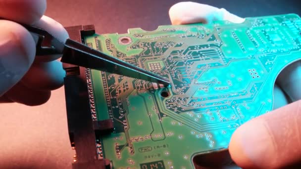 Close Electronic Circuit Board — Stock Video