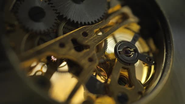 Zbliżenie Mechanizm Wewnętrzny Zegar — Wideo stockowe