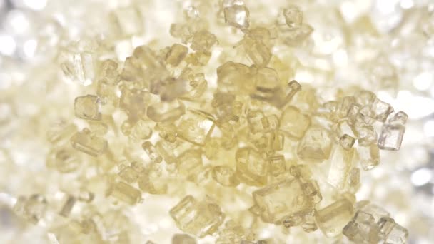 Macro Shot Moving Sugar Crystals Slow Motion — Stock Video