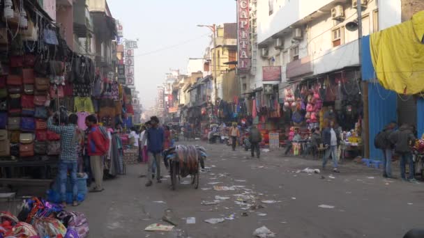 Ulice New Delhi Indie Listopad 2018 Rušnou Ulici Indie Lidí — Stock video