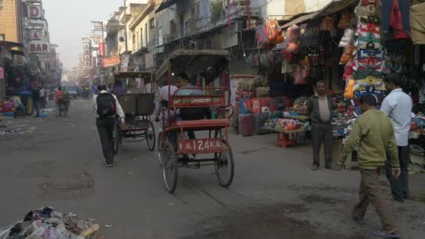 Van New Delhi India Nov 2018 Drukke Straten Van India — Stockvideo