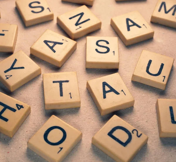Letras do alfabeto Scrabble — Fotografia de Stock