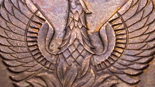 Крупним Планом Кадри Деталізованих Старих Монет — стокове відео