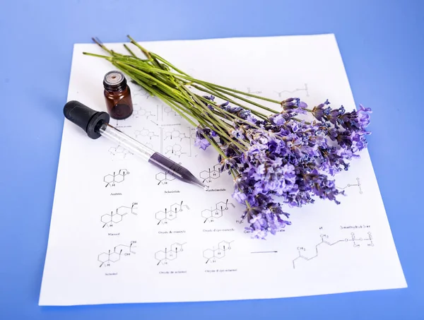 Lavender Essential Oils Front White Background — Stock Photo, Image
