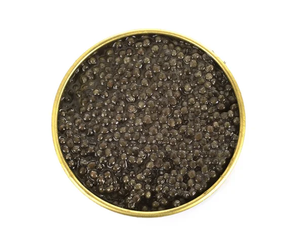 Pot Caviar Devant Fond Blanc — Photo