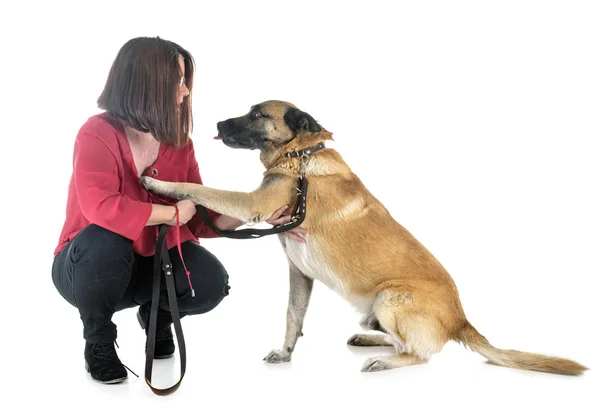 Malinois e mulher — Fotografia de Stock