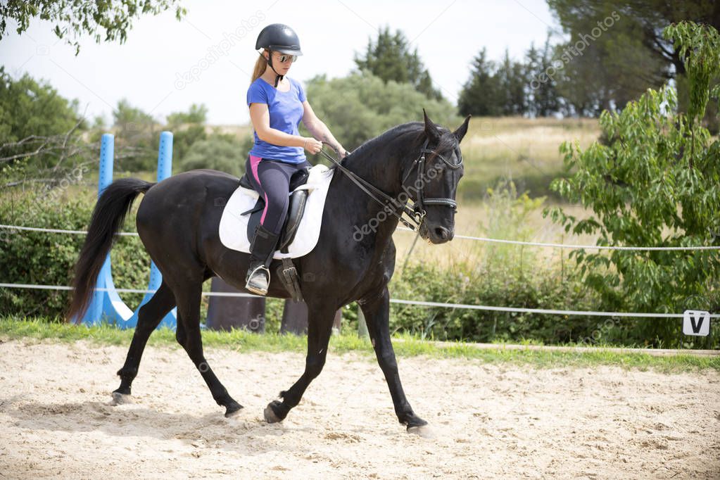 riding girl and horse