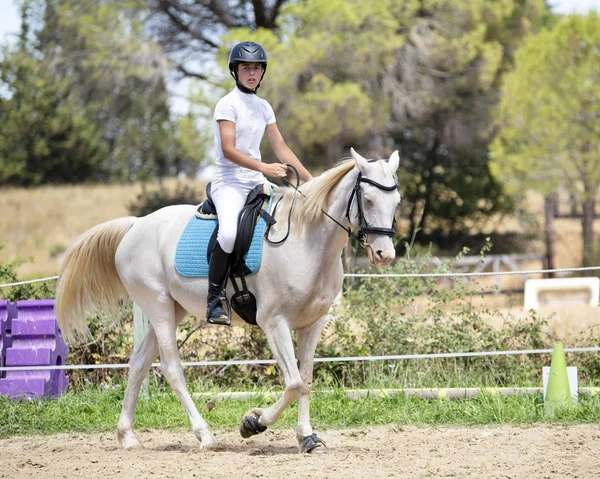 Équitation fille et cheval — Photo