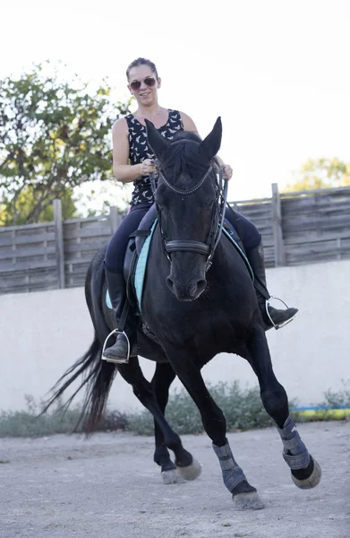 Equitação menina e cavalo — Fotografia de Stock