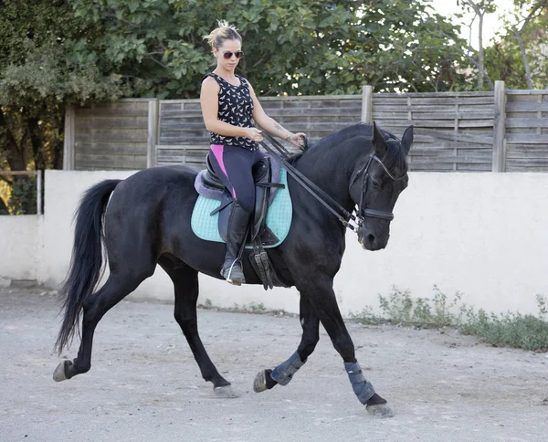 Riding girl and horse — Stock Photo, Image