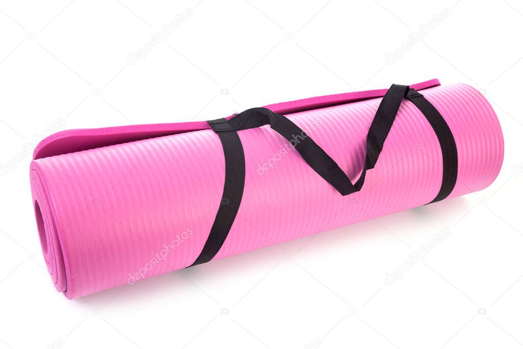 yoga mat in front of white background