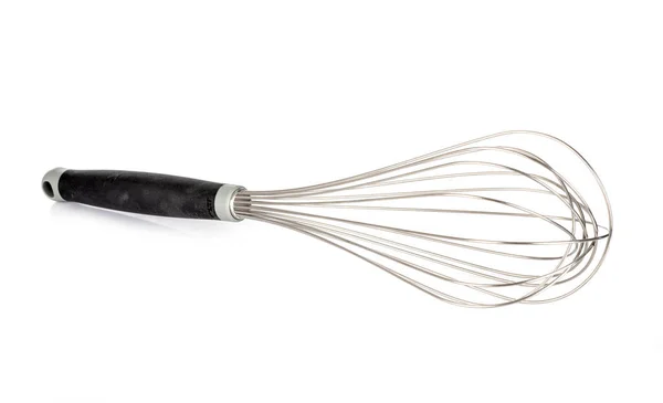 Steel Whisk Front White Background — Stock Photo, Image