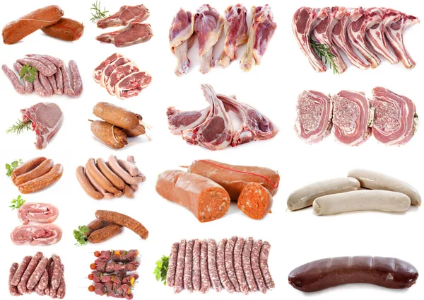 Barbecue Vlees Voorkant Van Witte Achtergrond — Stockfoto
