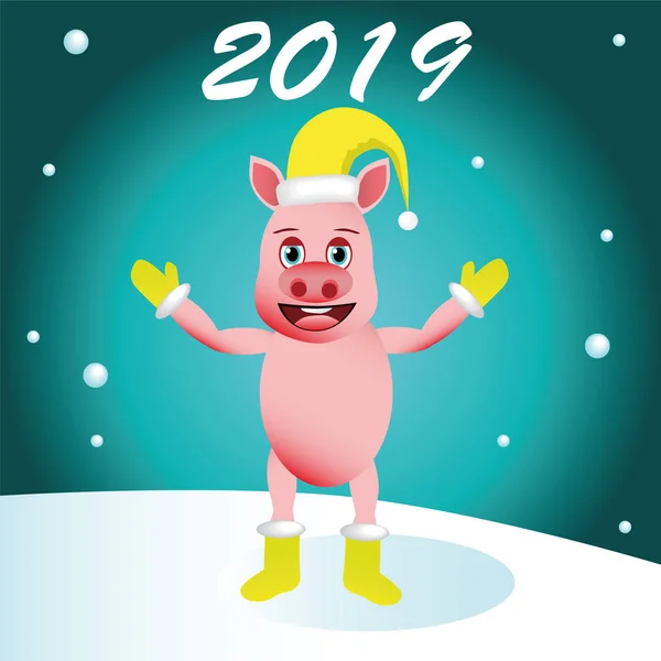 Pig Symbol 2019 New Year Vector Illustration Stock Vector