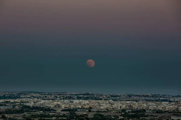 Lunar Eclipse Mars Rise Malta — Stock Photo, Image