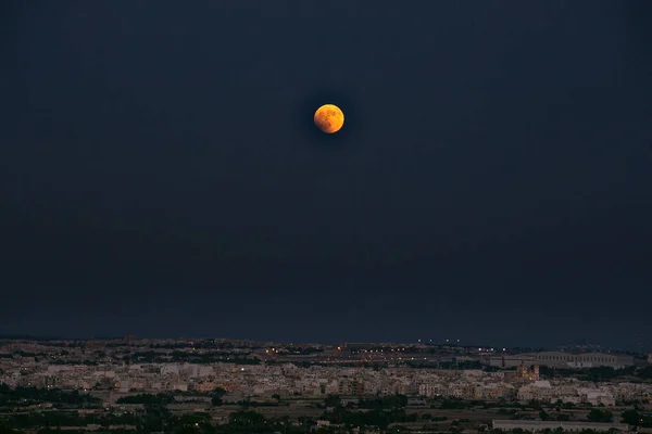 Eclipse Lunar 2018 Sobre Mdina Malta — Fotografia de Stock