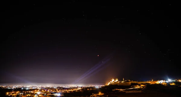 Eclipse Lunar 2018 Sobre Mdina Malta — Foto de Stock
