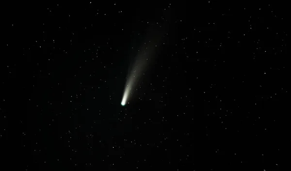 Comet Neowise captured at 200mm focal length, clearly showing dust and ion tails
