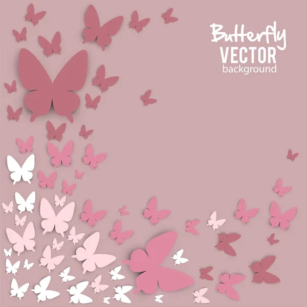 Pastell Brun Bakgrund Med Fjärilar Silhuetter — Stock vektor