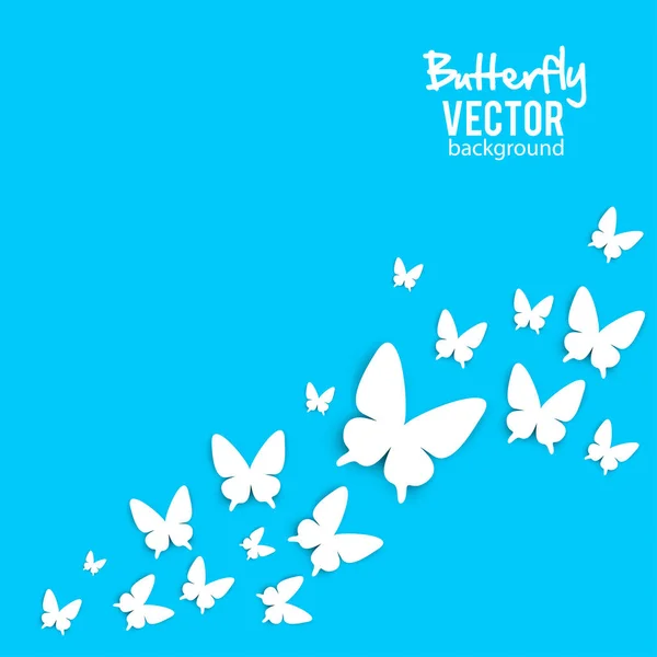 Modré Pozadí Motýly Siluety — Stockový vektor