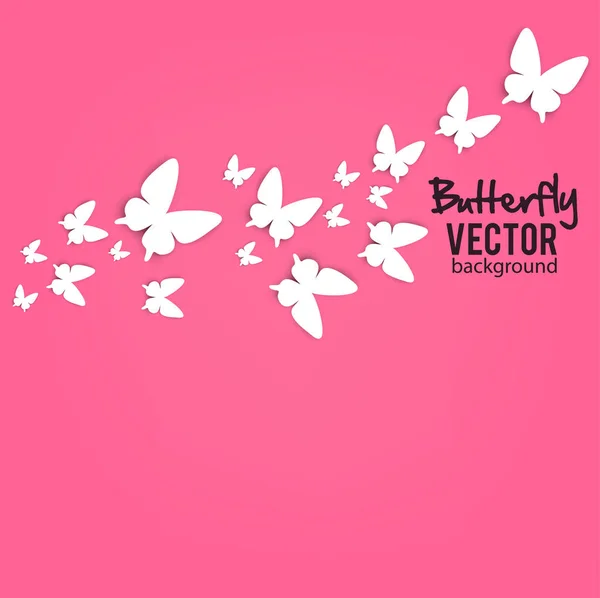 Pink Background Butterflies Silhouettes — Stock Vector