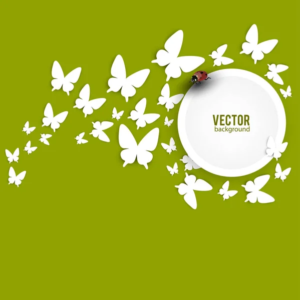 Hermoso Fondo Verano Con Mariposa Papel Blanco — Vector de stock