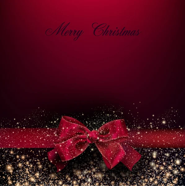 Χαρούμενα Χριστούγεννα Χαιρετισμό Διανυσματικά Εικονογράφηση Κόκκινο Φόντο Κορδέλα — Διανυσματικό Αρχείο