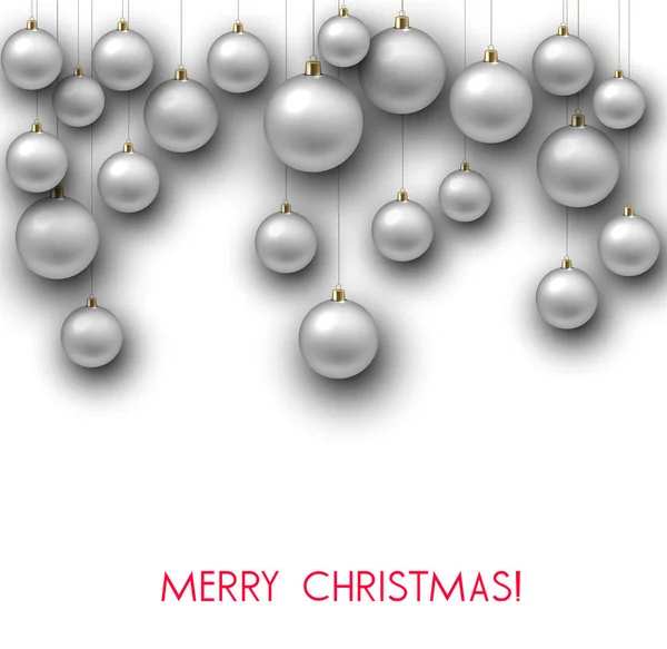 Élégant Fond Noël Brillant Avec Des Boules Blanches Endroit Pour — Image vectorielle