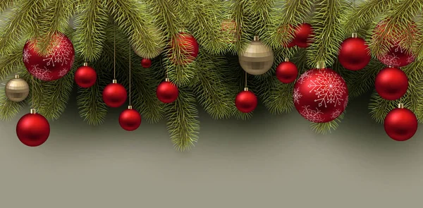 Kerstmis Achtergrond Met Ballen Kleurrijke Xmas Kerstballen Vector — Stockvector