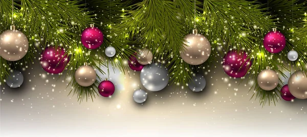 Fond Noël Avec Des Boules Des Boules Noël Colorées Vecteur — Image vectorielle
