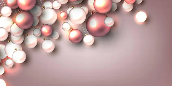 Élégant Fond Brillant Noël Avec Des Boules Endroit Pour Texte — Image vectorielle