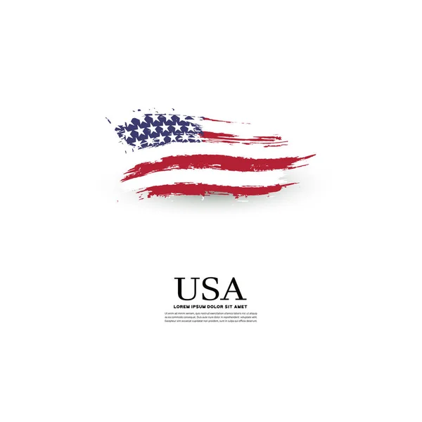 USA flag in grunge style on a gray background — Stock Vector