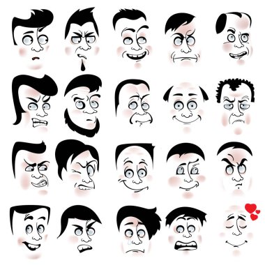 erkeksi ifadelerin bir adamın yüzü çizimleri